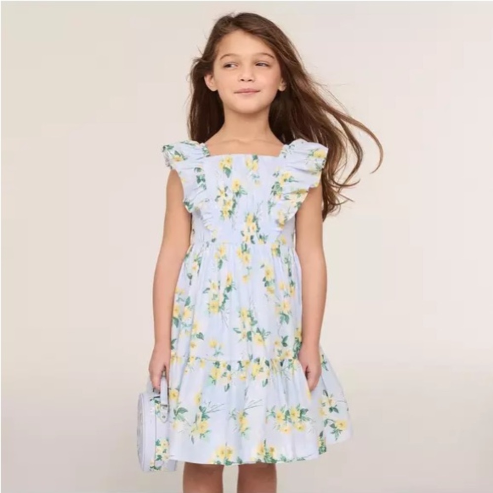 JANIE & JACK 6-12mo EASTER SPRING BLUE AND YELLOW DAFFODIL DREAM DRESS